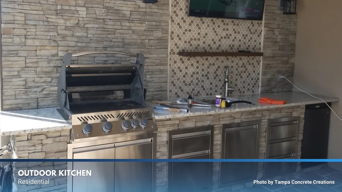 Outdoor Kitchen in Residential by Tampa Concrete Creations