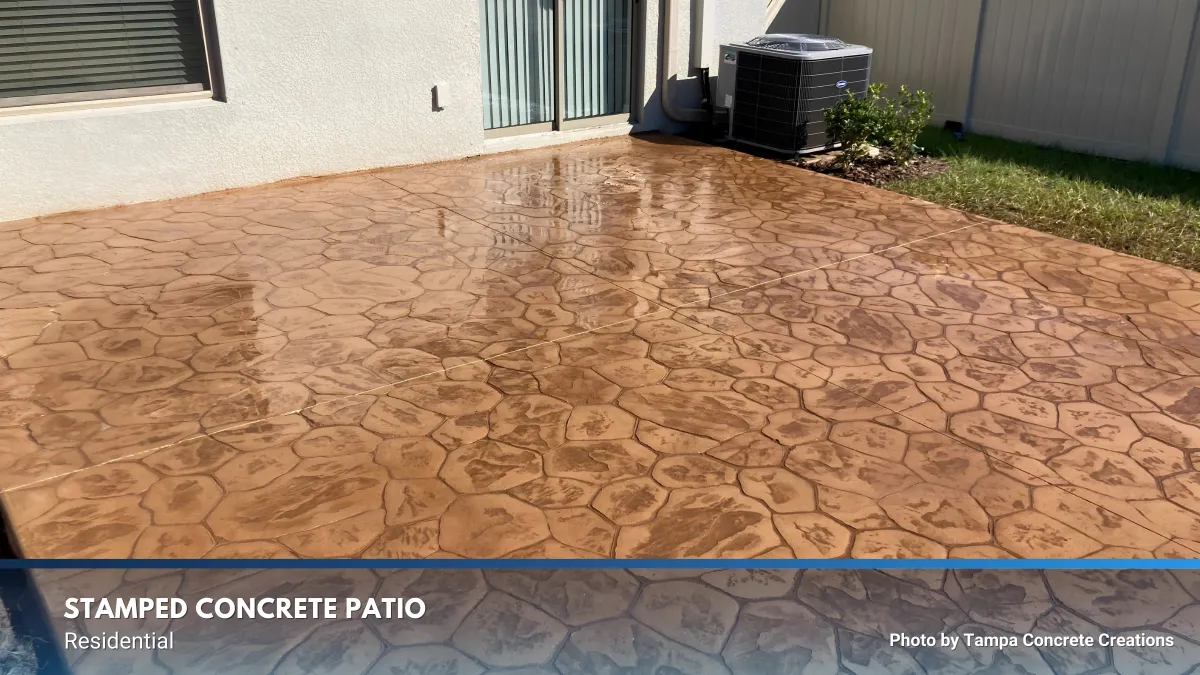 Stamped Concrete Driveway in Residential by Tampa Concrete Creations